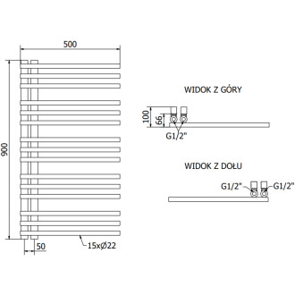 Dekoratívny kúpeľňový radiátor Mexen Neptún 900 x 500 mm, 369 W, čierny - W101-0900-500-00-70