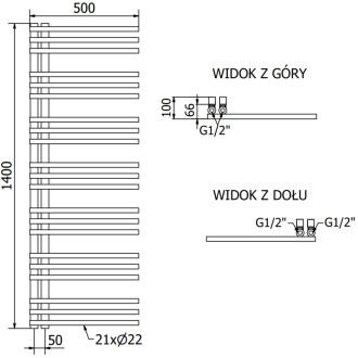 Dekoratívny kúpeľňový radiátor Mexen Neptún 1400 x 500 mm, 532 W, biely - W101-1400-500-00-20