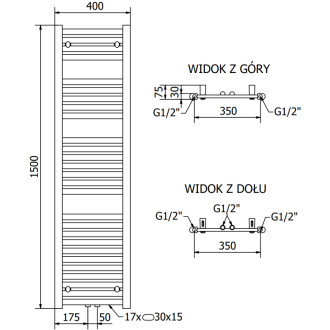 Kúpeľňový radiátor Mexen Hades 1500 x 400 mm, 583 W, biely - W104-1500-400-00-20