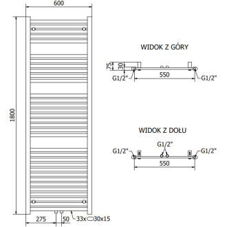 Kúpeľňový radiátor Mexen Hades 1800 x 600 mm, 1000 W, biely - W104-1800-600-00-20