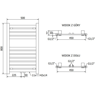 Kúpeľňový radiátor Mexen Urán 800 x 500 mm, 364 W, čierny - W105-0800-500-00-70
