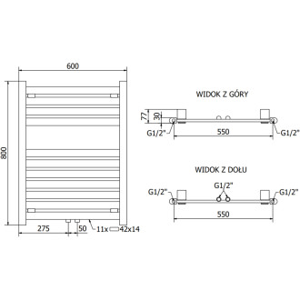 Kúpeľňový radiátor Mexen Urán 800 x 600 mm, 425 W, biely - W105-0800-600-00-20