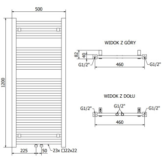 Kúpeľňový radiátor Mexen Plutón 1200 x 500 mm, 625 W, antracit - W106-1200-500-00-66