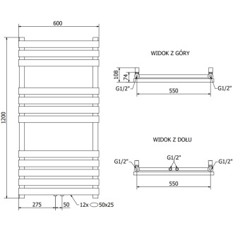Kúpeľňový radiátor Mexen Jowisz 1200 x 600 mm, 594 W, biely - W107-1200-600-00-20