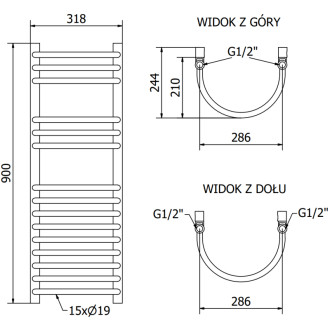 Kúpeľňový radiátor Mexen Eros 900 x 318 mm, 315 W, čierny - W112-0900-318-00-70