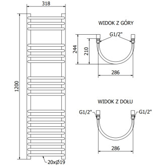 Kúpeľňový radiátor Mexen Eros 1200 x 318 mm, 421 W, biely - W112-1200-318-00-20