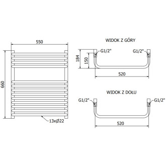 Kúpeľňový radiátor Mexen Apollo 660 x 550 mm, 386 W, čierny - W117-0660-550-00-70