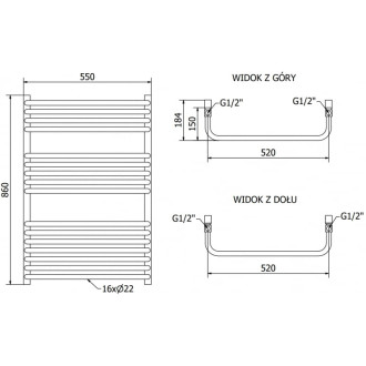 Kúpeľňový radiátor Mexen Apollo 860 x 550 mm, 481 W, biely - W117-0860-550-00-20