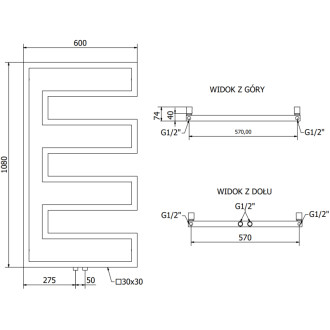 Dekoratívny radiátor Mexen Florida 1080 x 600 mm, 358 W, biely - W206-1080-600-00-20