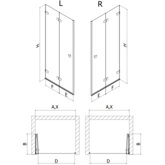 Sprchové dvere Mexen Lunar-F ľavé skladacie 85 cm, priehľadné, chróm - 836-085-000-01-00-L