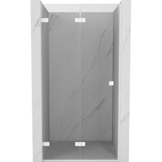 Sprchové dvere Mexen Lunar-F ľavé skladacie 60 cm, priehľadné, biele - 836-060-000-20-00-L