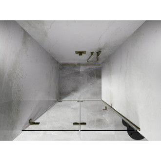 Sprchové dvere Mexen Lunar-F ľavé skladacie 100 cm, priehľadné, kartáčované zlato - 836-100-000-55-00-L