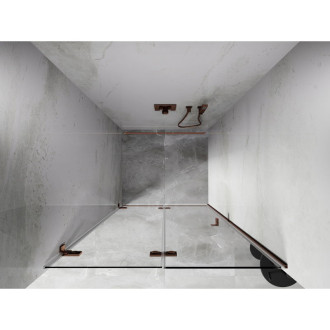 Sprchové dvere Mexen Lunar-F ľavé skladacie 60 cm, priehľadné, ružové zlato - 836-060-000-60-00-L