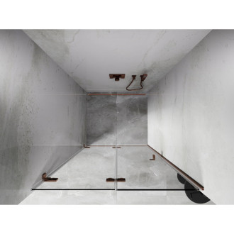 Sprchové dvere Mexen Lunar-F ľavé skladacie 70 cm, priehľadné, kartáčovaná meď - 836-070-000-65-00-L