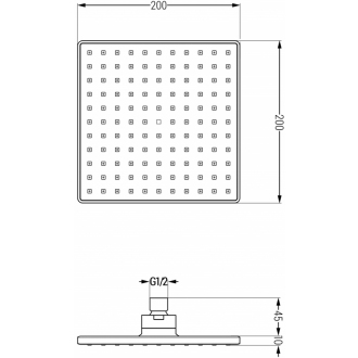 MEXEN Sprchová hlavica 20x20, čierna 79745-70