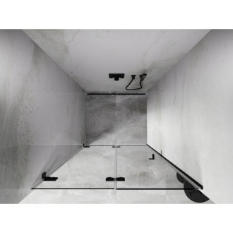 Sprchové dvere Mexen Lunar-F ľavé skladacie 95 cm, priehľadné, čierne - 836-095-000-70-00-L