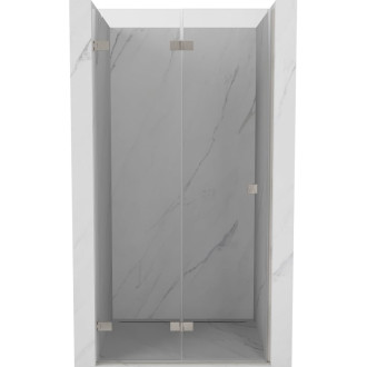 Sprchové dvere Mexen Lunar-F ľavé skladacie 80 cm, priehľadné, kartáčovaný nikel - 836-080-000-97-00-L