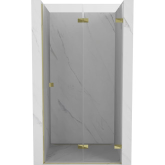 Sprchové dvere Mexen Lunar-F pravé skladacie 70 cm, priehľadné, zlaté - 836-070-000-50-00-P
