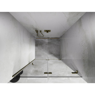 Sprchové dvere Mexen Lunar-F pravé skladacie 85 cm, priehľadné, zlaté - 836-085-000-50-00-P