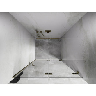 Sprchové dvere Mexen Lunar-F pravé skladacie 95 cm, priehľadné, kartáčované zlato - 836-095-000-55-00-P