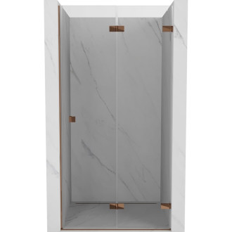 Sprchové dvere Mexen Lunar-F pravé skladacie 85 cm, priehľadné, ružové zlato - 836-085-000-60-00-P