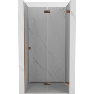 Sprchové dvere Mexen Lunar-F pravé skladacie 95 cm, priehľadné, ružové zlato - 836-095-000-60-00-P