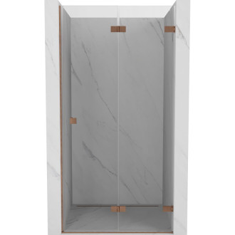 Sprchové dvere Mexen Lunar-F pravé skladacie 70 cm, priehľadné, kartáčovaná meď - 836-070-000-65-00-P