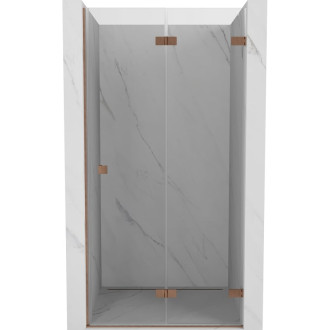 Sprchové dvere Mexen Lunar-F pravé skladacie 80 cm, priehľadné, kartáčovaná meď - 836-080-000-65-00-P