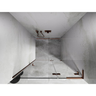 Sprchové dvere Mexen Lunar L s pravými pántami 80 cm, priehľadné, ružové zlato - 834L-080-000-60-00-P