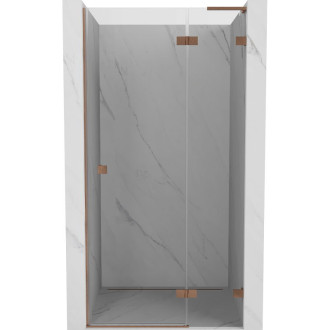 Sprchové dvere Mexen Lunar L s pravými pántami 110 cm, priehľadné, kartáčovaná meď - 834L-110-000-65-00-P