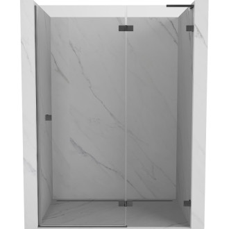 Sprchové dvere Mexen Lunar L s pravými pántami 130 cm, priehľadné, kartáčovaná pištoľovo sivá - 834L-130-000-66-00-P