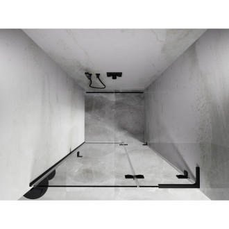 Sprchové dvere Mexen Lunar L s pravými pántami 70 cm, priehľadné, čierne - 834L-070-000-70-00-P