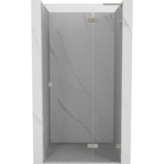 Sprchové dvere Mexen Lunar L s pravými pántami 85 cm, priehľadné, kartáčovaný nikel - 834L-085-000-97-00-P