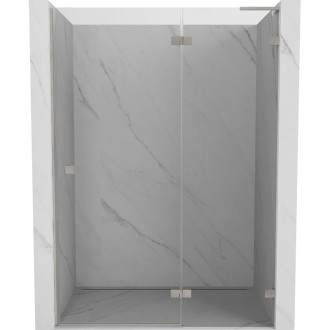 Sprchové dvere Mexen Lunar L s pravými pántami 135 cm, priehľadné, kartáčovaný nikel - 834L-135-000-97-00-P