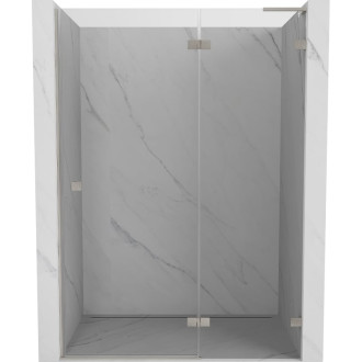 Sprchové dvere Mexen Lunar L s pravými pántami 140 cm, priehľadné, kartáčovaný nikel - 834L-140-000-97-00-P