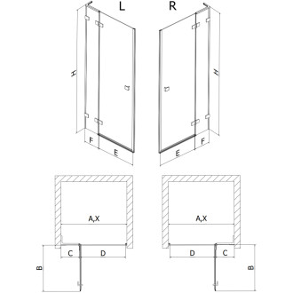 Sprchové dvere Mexen Lunar L s pravými pántami 140 cm, priehľadné, kartáčovaný nikel - 834L-140-000-97-00-P