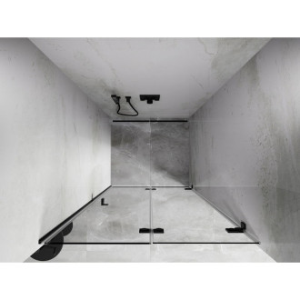 Sprchové dvere Mexen Lunar-F pravé skladacie 85 cm, priehľadné, čierne - 836-085-000-70-00-P