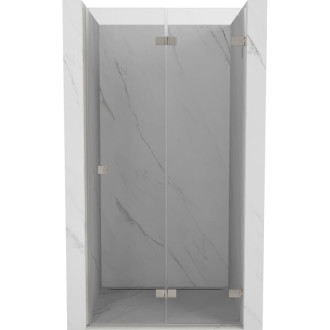 Sprchové dvere Mexen Lunar-F pravé skladacie 75 cm, priehľadné, kartáčovaný nikel - 836-075-000-97-00-P