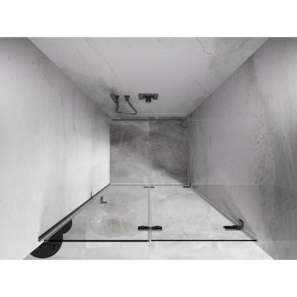 Sprchové dvere Mexen Lunar-F pravé skladacie 85 cm, priehľadné, kartáčovaný nikel - 836-085-000-97-00-P