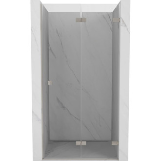 Sprchové dvere Mexen Lunar-F pravé skladacie 90 cm, priehľadné, kartáčovaný nikel - 836-090-000-97-00-P