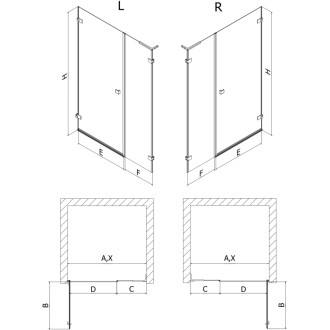 Sprchové dvere Mexen Lunar-B L s ľavými pántami 115 cm, priehľadné, biele - 832SL-115-050-20-00-L