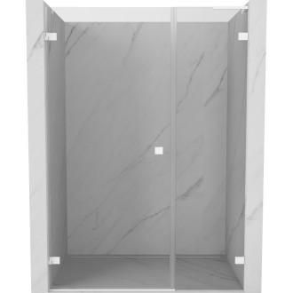 Sprchové dvere Mexen Lunar-B L s ľavými pántami 145 cm, priehľadné, biele - 832SL-145-050-20-00-L