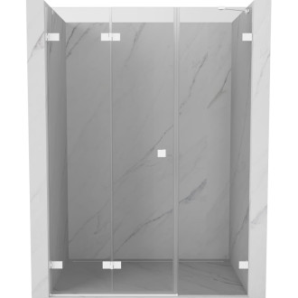 Sprchové dvere Mexen Lunar-F ľavé skladacie 150 cm, priehľadné, biele - 836S-150-050-20-00-L