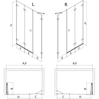 Sprchové dvere Mexen Lunar-F ľavé skladacie 150 cm, priehľadné, biele - 836S-150-050-20-00-L