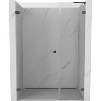 Sprchové dvere Mexen Lunar-B L s ľavými pántami 115 cm, priehľadné, kartáčovaná pištoľovo sivá - 832SL-115-050-66-00-L