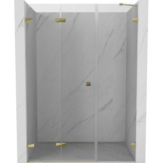 Sprchové dvere Mexen Lunar-F ľavé skladacie 125 cm, priehľadné, zlaté - 836S-125-050-50-00-L
