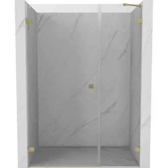 Sprchové dvere Mexen Lunar-B s ľavými pántami 150 cm, priehľadné, kartáčované zlato - 832S-150-050-55-00-L