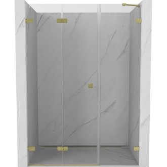 Sprchové dvere Mexen Lunar-F ľavé skladacie 150 cm, priehľadné, kartáčované zlato - 836S-150-050-55-00-L