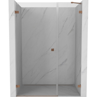 Sprchové dvere Mexen Lunar-B s ľavými pántami 110 cm, priehľadné, kartáčovaná meď - 832S-110-050-65-00-L