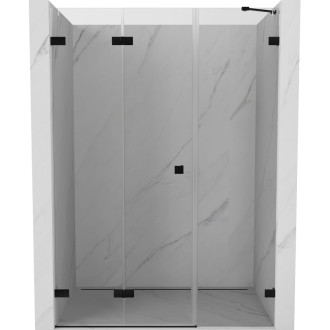 Sprchové dvere Mexen Lunar-F ľavé skladacie 130 cm, priehľadné, čierne - 836S-130-050-70-00-L